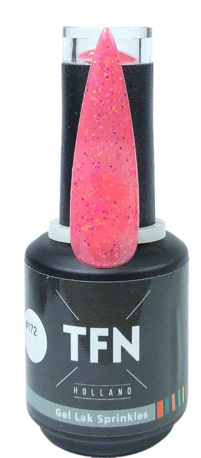 TFN Sprinkles Gellak Nr 172 Hard Roze Met Veelkleurige Spikkels