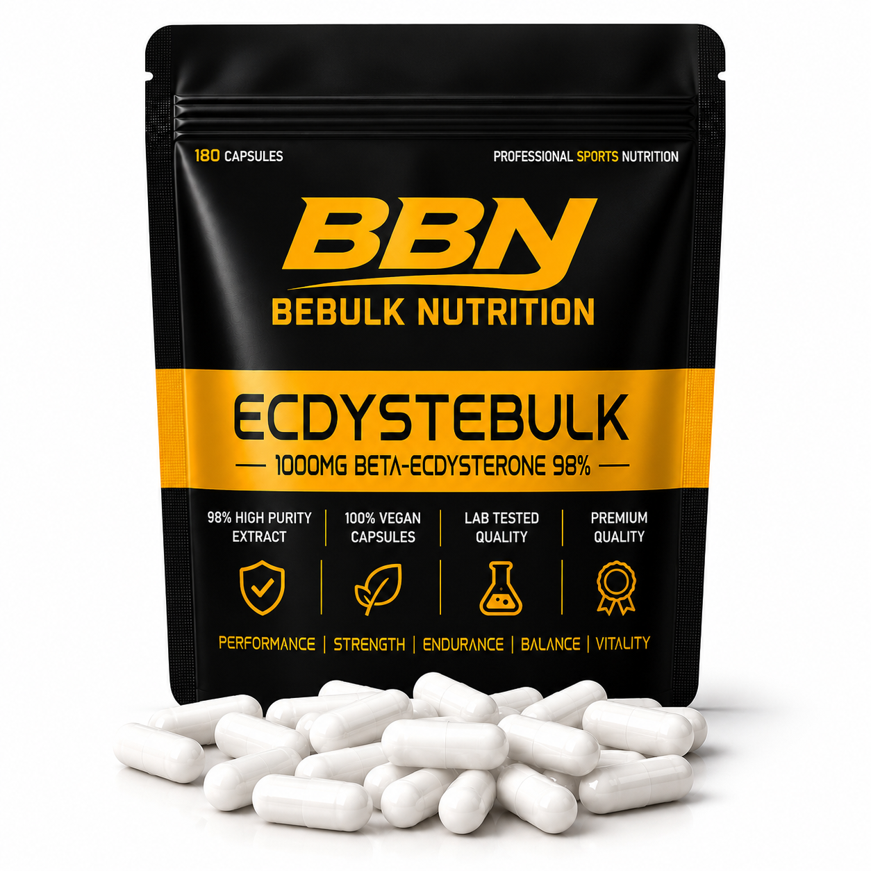 Ecdystebulk - Bêta-ecdystérone 98 % - Capsules - BeBulk Nutrition