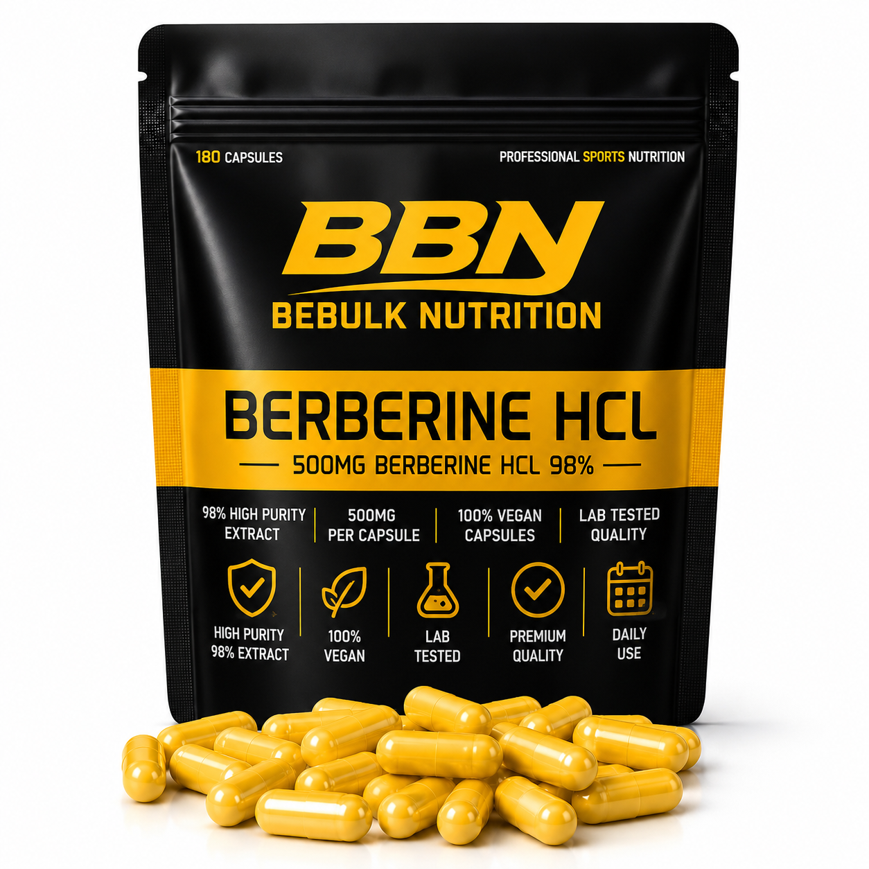 Berberine HCL 98% - Vegan - BeBulk Nutrition