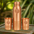 100% PUUR KOPEREN GIFTSET | WATERFLES 950 ML + 2 BEKERS 250 ML | PREMIUM QUALITY | HANDGEMAAKT EN UNIEK | CADEAUTIP