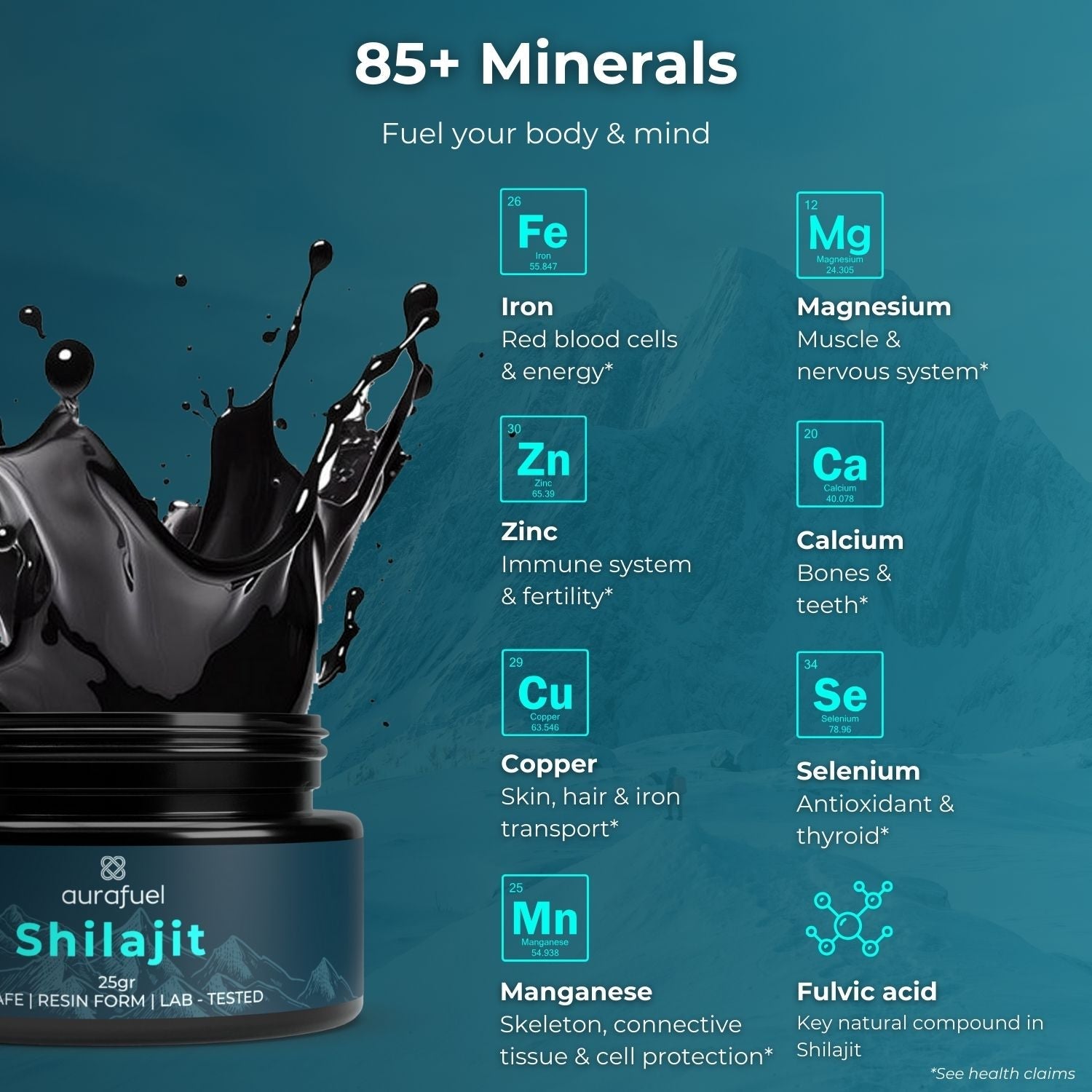 Résine Shilajit pure de l’Himalaya - 100 % authentique et purifiée