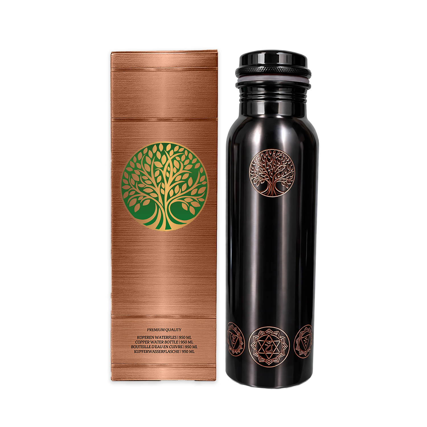 100% PUUR KOPEREN WATERFLES MYSTICAL | PREMIUM QUALITY | HANDGEMAAKT EN UNIEK | 950 ML | 350 G