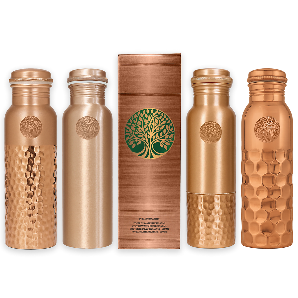 100% PUUR KOPEREN WATERFLES HAMMERED | PREMIUM QUALITY | HANDGEMAAKT EN UNIEK | 950 ML | 350 G