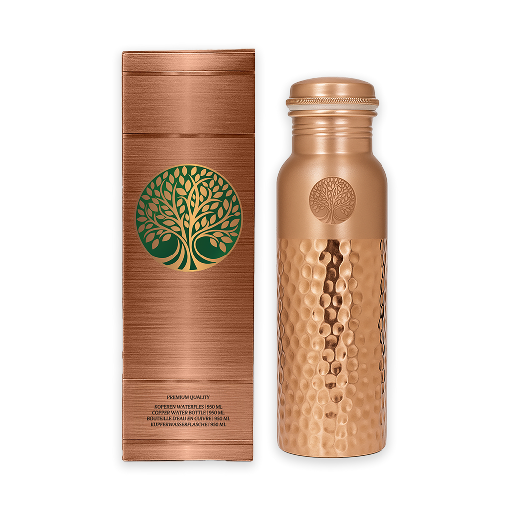 100% PUUR KOPEREN WATERFLES HAMMERED | PREMIUM QUALITY | HANDGEMAAKT EN UNIEK | 950 ML | 350 G
