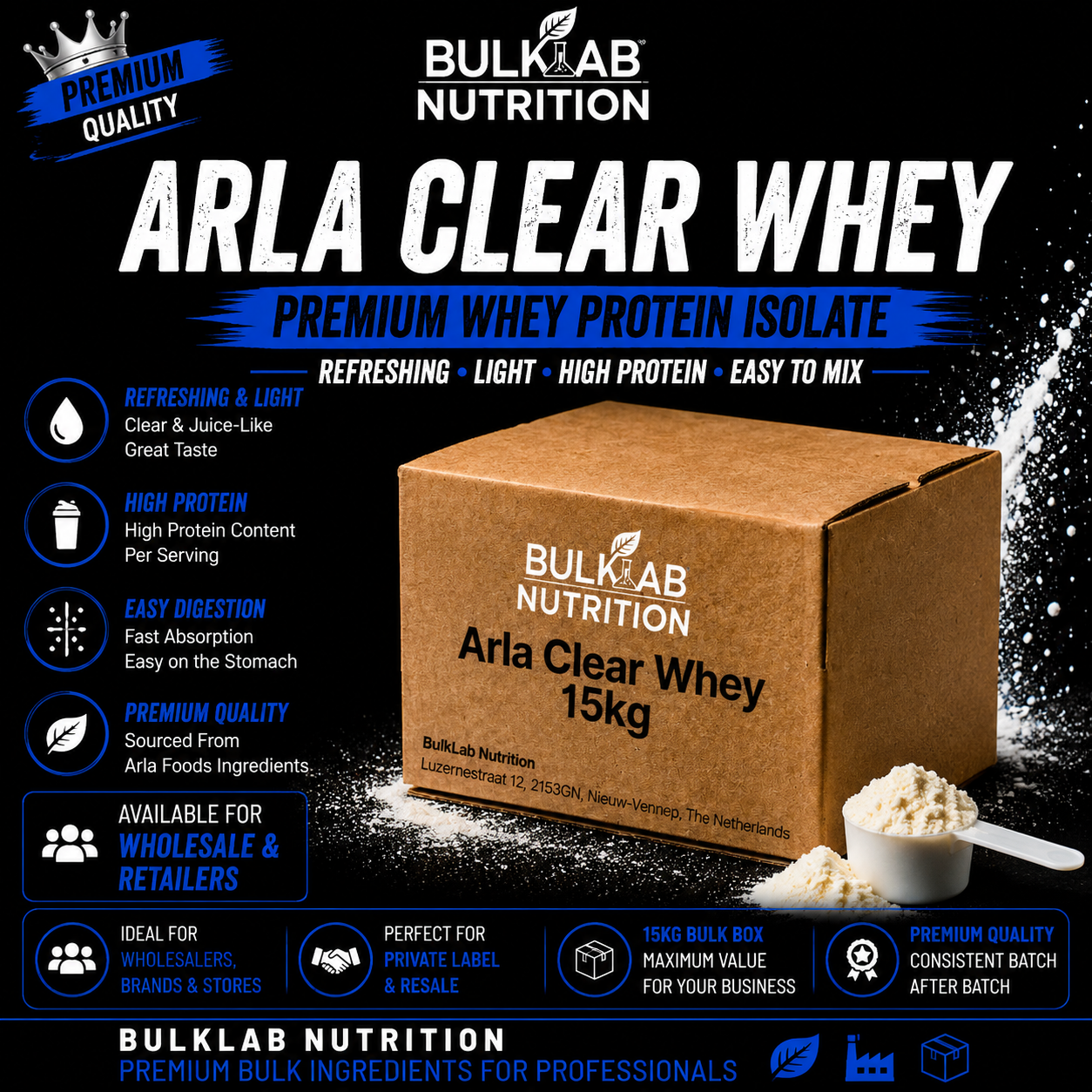 Arla Clear Whey 15 kg – Bulk Powder - BulkLab Nutrition