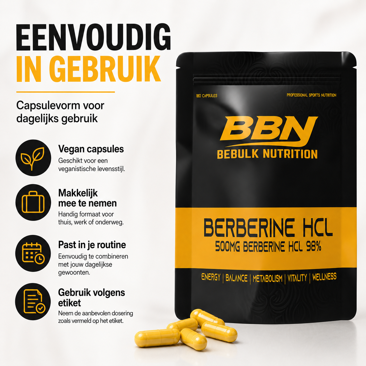 Berbérine HCL 98 % - Végane - BeBulk Nutrition