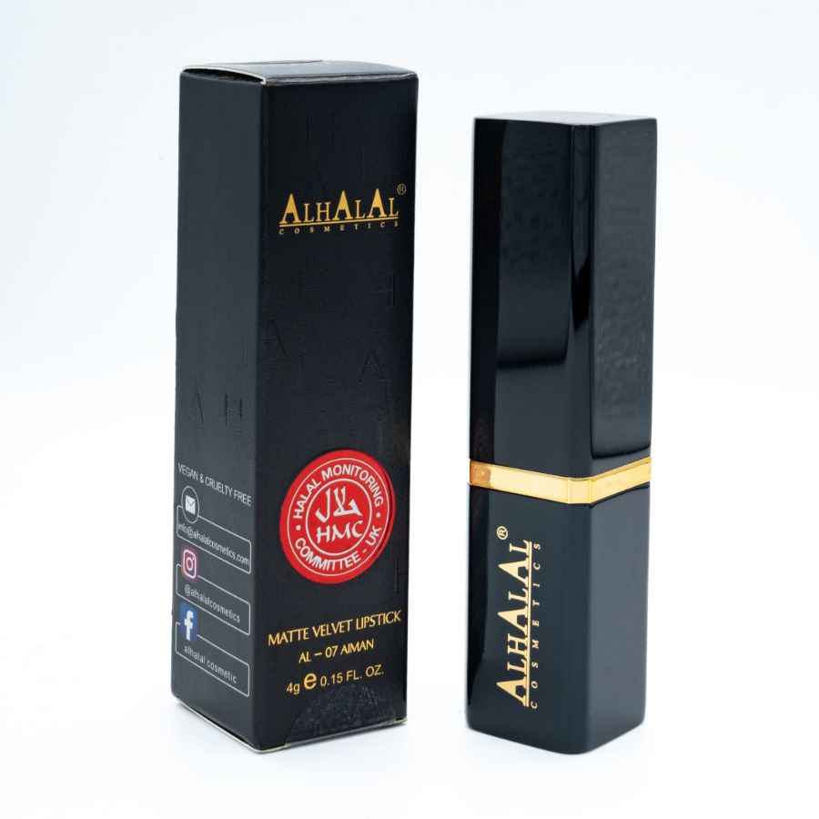 Alhalal Cosmetics Latte Velvet Lip Lin-BROWN en emballage noir de luxe