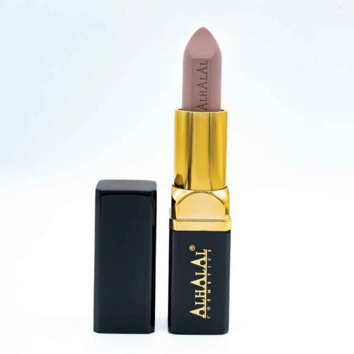 Rouge à lèvres marron Alhalal Cosmetics en velours avec manchon doré et noir