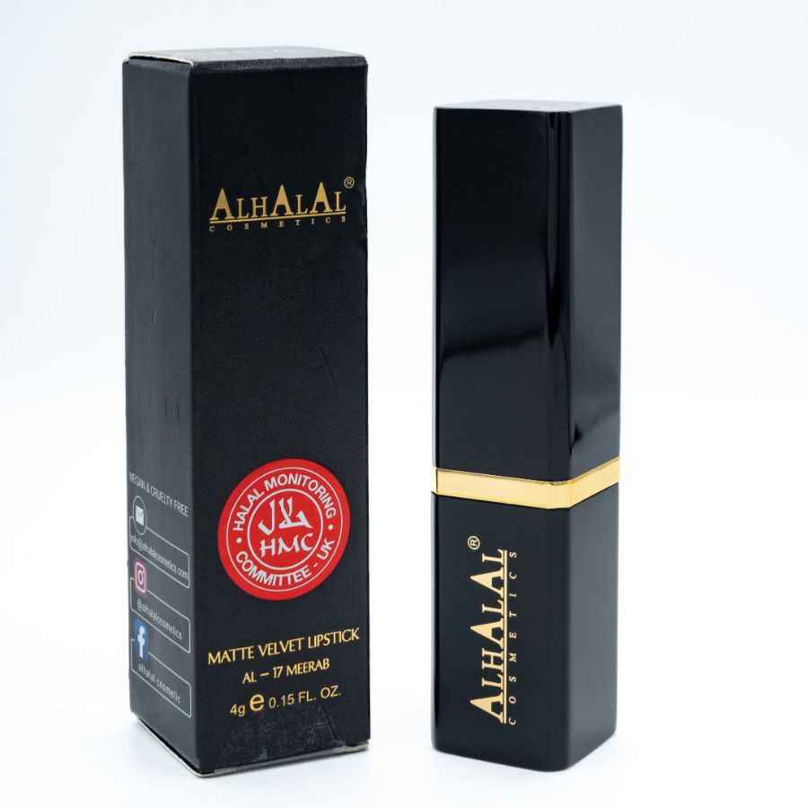 Alhalal Cosmetics Matte Velvet Lipstick en emballage noir pour lèvres foncées DARK LIPSTICK