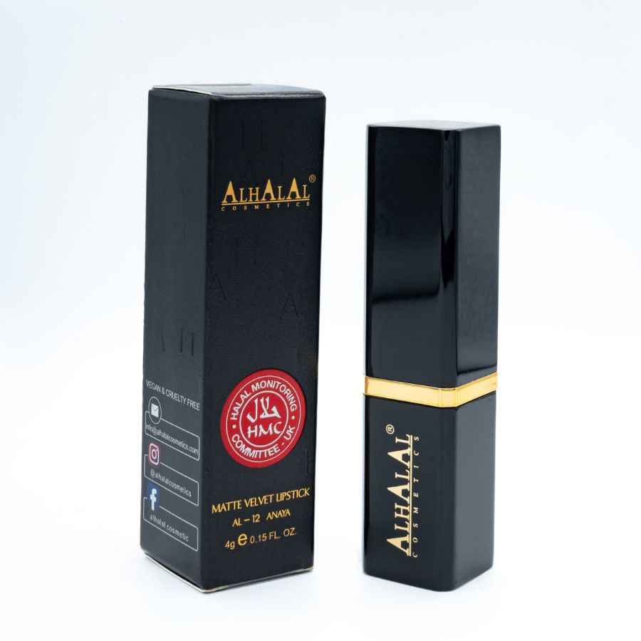 Alhalal cosmetics ROUGE À LÈVRES MARRON VIOLET en velours mat en emballage noir