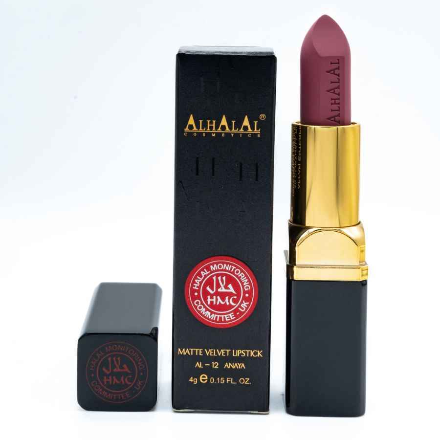 Alhalal Cosmetics rouge à lèvres marron violet, velours mat avec étui doré